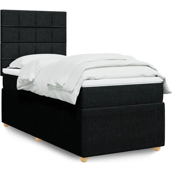 Blok Kontinentalseng Med Madras Stof, Sort, 120 x 200 cm