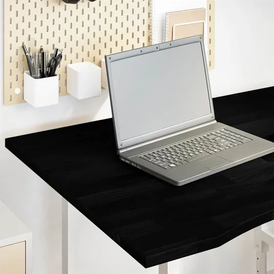 vidaXL 100x80x2,5 cm bordplade i massivt egetræ mørkebrun