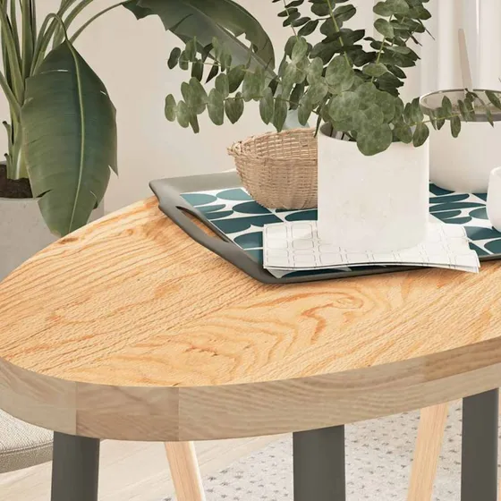 vidaXL bordplade 100x50x4 cm massivt egetræ oval naturfarvet
