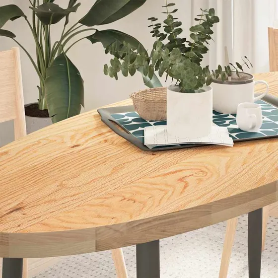 vidaXL bordplade 140x60x4 cm oval massivt egetræ