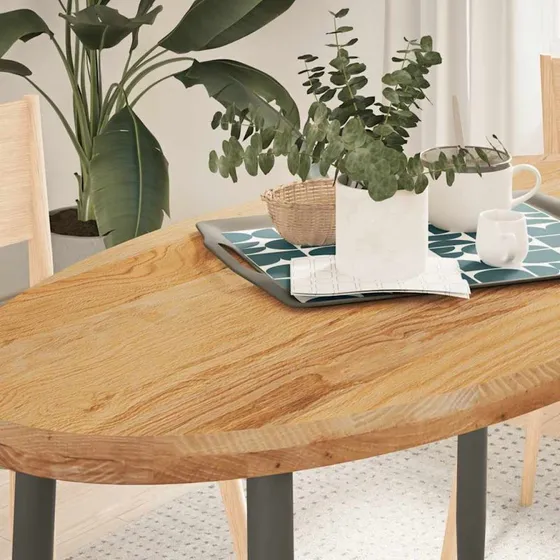 vidaXL bordplade 120x60x4 cm massivt egetræ oval lysebrun