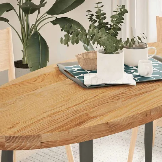 vidaXL bordplade 140x60x4 cm oval lysebrun massivt egetræ