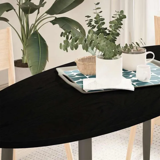 vidaXL bordplade 140x60x2 cm massivt egetræ oval mørkebrun