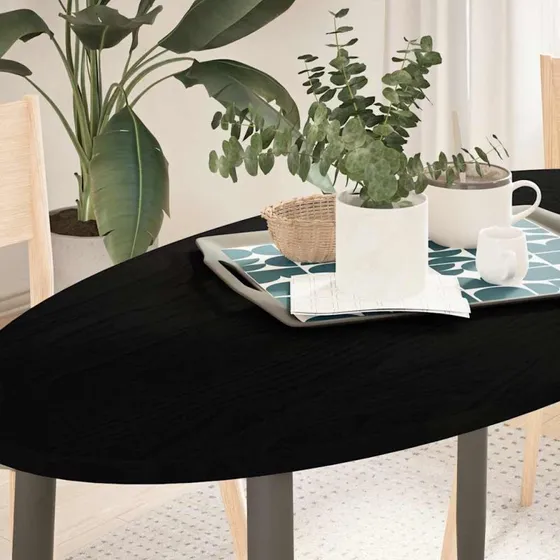 vidaXL bordplade 120x60x2 cm oval mørkebrun massivt egetræ