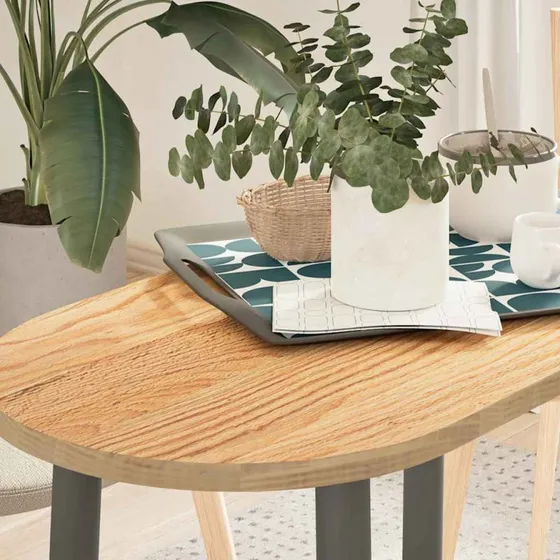 vidaXL Bordplade 80x40x2 cm oval massivt egetræ