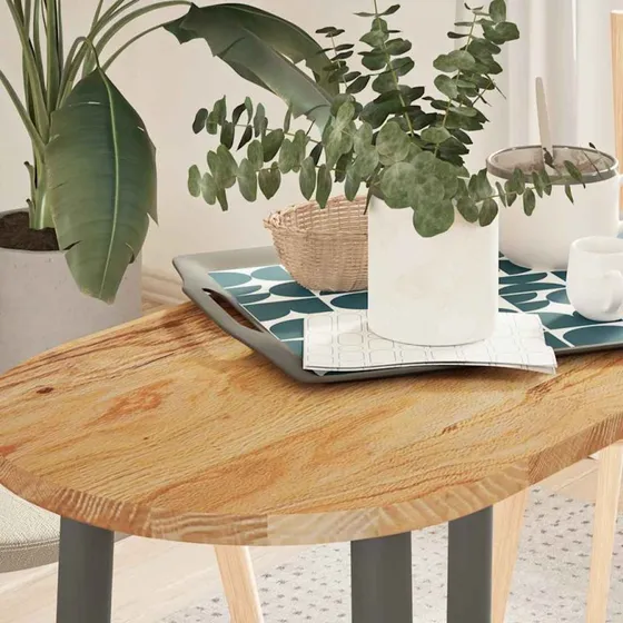 vidaXL bordplade oval 80x40x2 cm lysebrun massivt egetræ