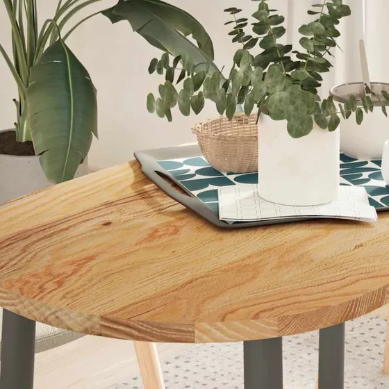 vidaXL bordplade massivt egetræ oval 100x50x2 cm lysebrun