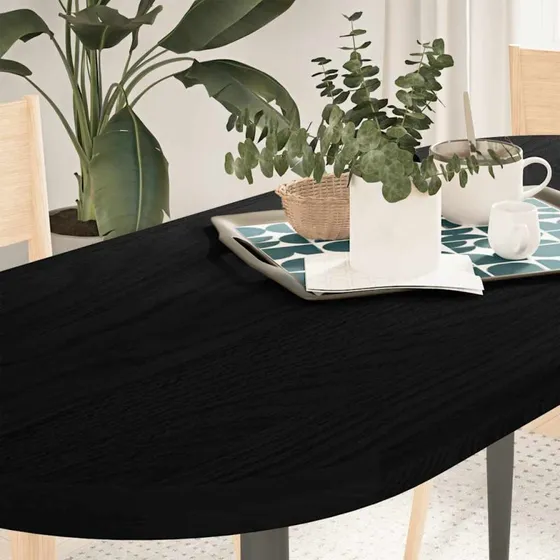 vidaXL bordplade 140x60x4 cm oval mørkebrun massivt egetræ