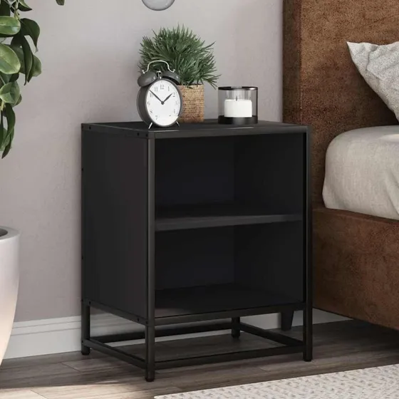 vidaXL Sengeskabe 2 stk. 40x31x50 cm konstrueret træ og metal sort