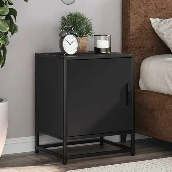 vidaXL Sengeskabe 2 stk. 40x31x50 cm konstrueret træ og metal sort