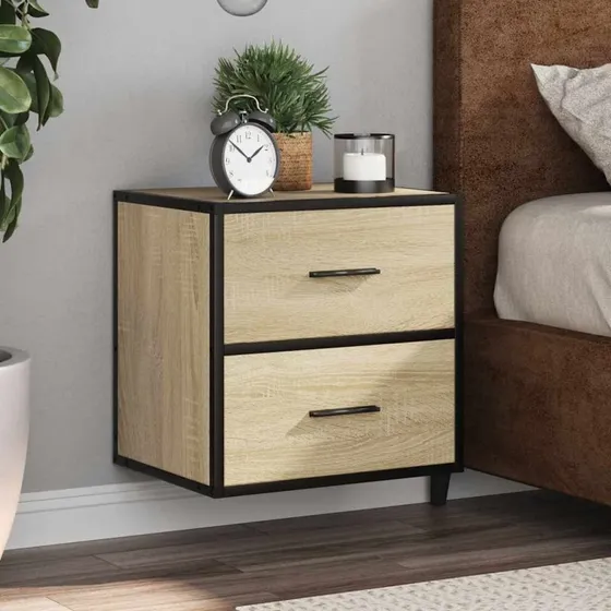 vidaXL Væghængte Sengeborde 2 stk. 40x31x39,5 cm Sonoma-eg