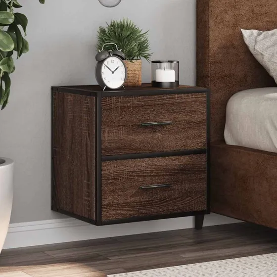 vidaXL Væghængte Sengeborde 2 stk. 40x31x39,5 cm Brun Egetræsfarve