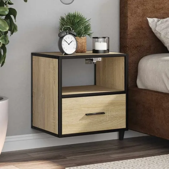 vidaXL Væghængte Sengeborde 2 stk. 40x31x39,5 cm Sonoma-eg