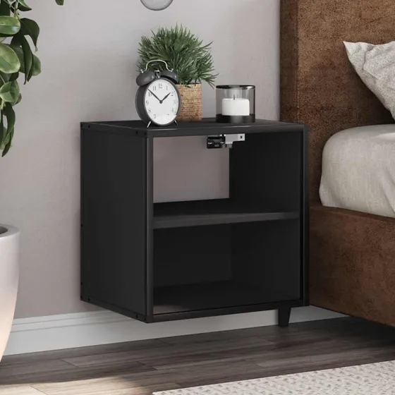 vidaXL Væghængt Sengebord 2 stk. 40x31x39,5 cm Sort