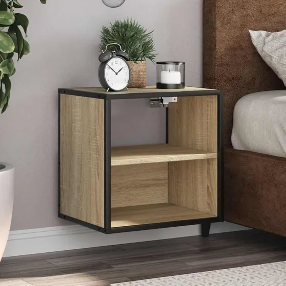 vidaXL Væghængt Sengebord 2 stk. 40x31x39,5 cm Sonoma-eg