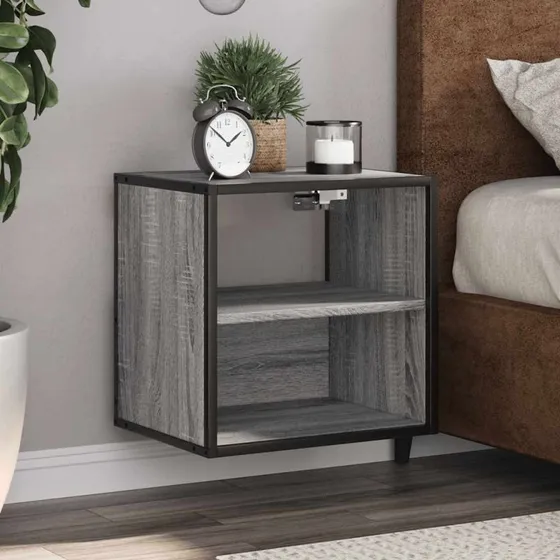 vidaXL Væghængt Sengebord 2 stk. 40x31x39,5 cm Grå Sonoma-Eg