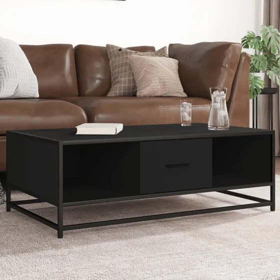 vidaXL Sofabord 100x57x35 cm Konstrueret Træ og Metal Sort