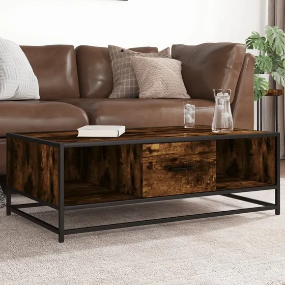 vidaXL sofabord 100x57x35 cm røget egetræ og metal