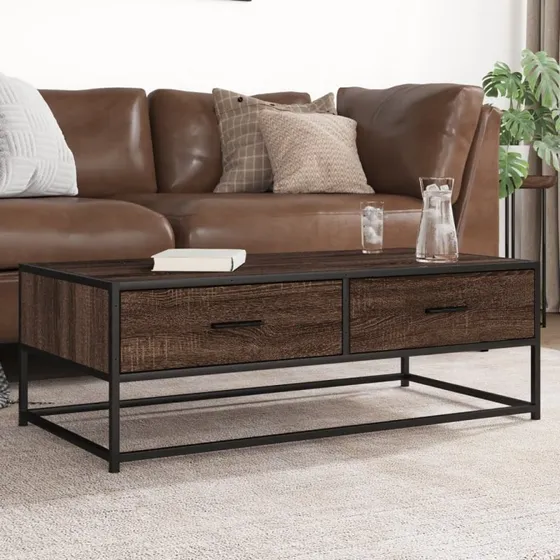 vidaXL sofabord 100x50x35 cm konstrueret træ og metal brun