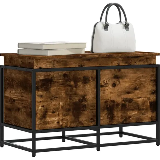 vidaXL Opbevaringsboks med Låg 80x40x51,5 cm Røget Eg