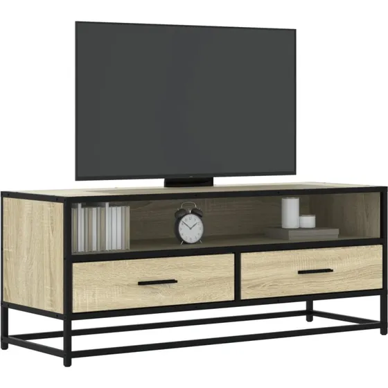 vidaXL Tv-bord 100x34,5x40 cm konstrueret træ og metal, Sonoma-eg