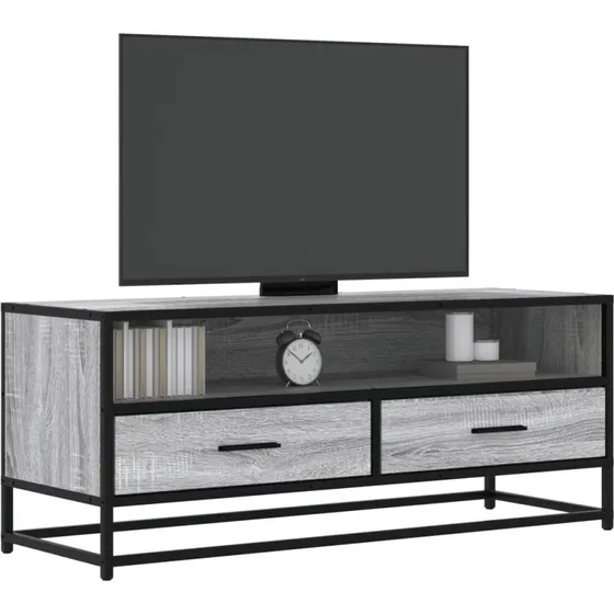 vidaXL tv-bord 100x34,5x40 cm konstrueret træ og metal grå sonoma-eg