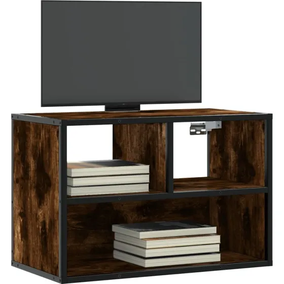 vidaXL tv-bord 60x31x39,5 cm røget egetræ med metalstel