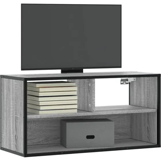 vidaXL Tv-bord 80x31x39,5 cm konstrueret træ og metal grå sonoma-eg