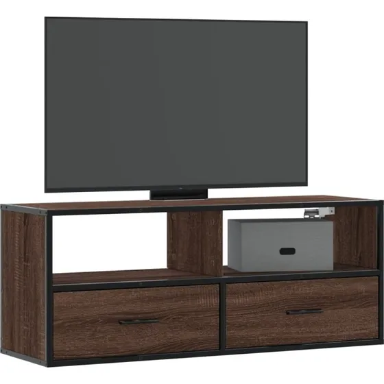 vidaXL tv-bord 100x31x39,5 cm konstrueret træ og metal brun eg