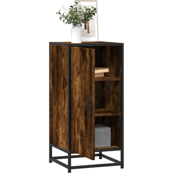 vidaXL Skab 35,5x35x76 cm Konstrueret Træ og Metal Røget Ege