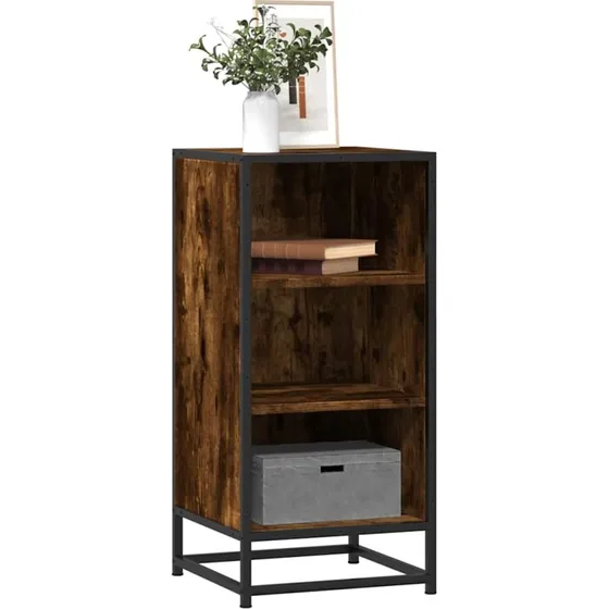 vidaXL Skab 35,5x35x76 cm Konstrueret Træ og Metal Røget Ege