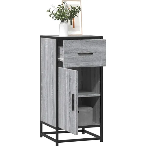 vidaXL Skab 35,5x35x76 cm Konstrueret Træ og Metal Grå Sonoma-Eg
