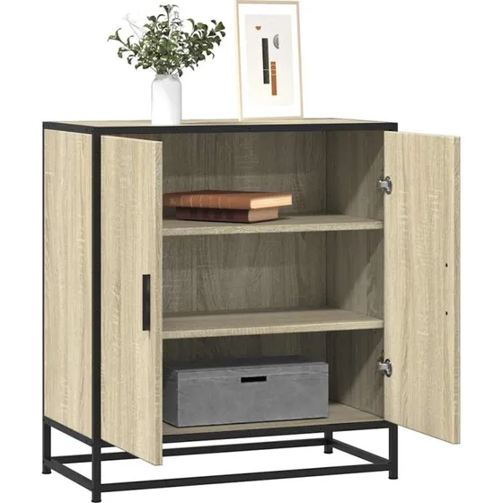 vidaXL Skab 68x35x76 cm Konstrueret Træ og Metal Sonoma-Eg