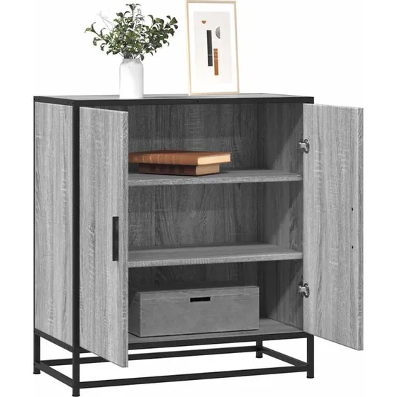vidaXL Skab 68x35x76 cm Træ og Metal Grå Sonoma-Eg