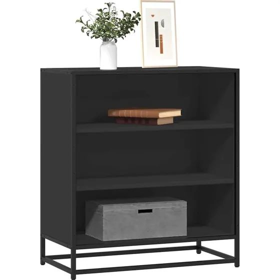 vidaXL Skuffeskab 68x35x76 cm træ og metal, sort