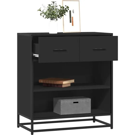 vidaXL Skuffeskab 68x35x76 cm Konstrueret Træ Sort