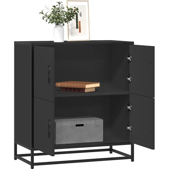 vidaXL Skuffeskab 68x35x76 cm Konstrueret Træ Sort
