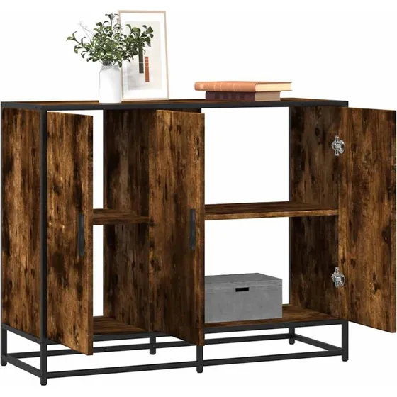 vidaXL Skænk 94x35x76 cm Konstrueret Træ Røget Ege