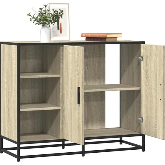 vidaXL Skab 92x35x76 cm Konstrueret Træ Røget Egetræsfarve