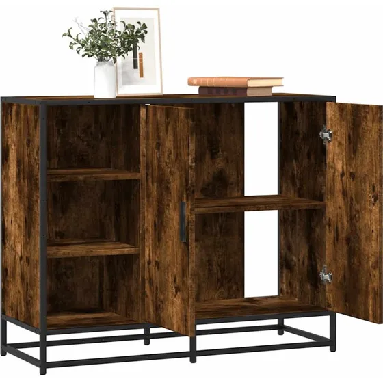 vidaXL Skænk 92x35x76 cm Konstrueret Træ Røget Egetræsfarve