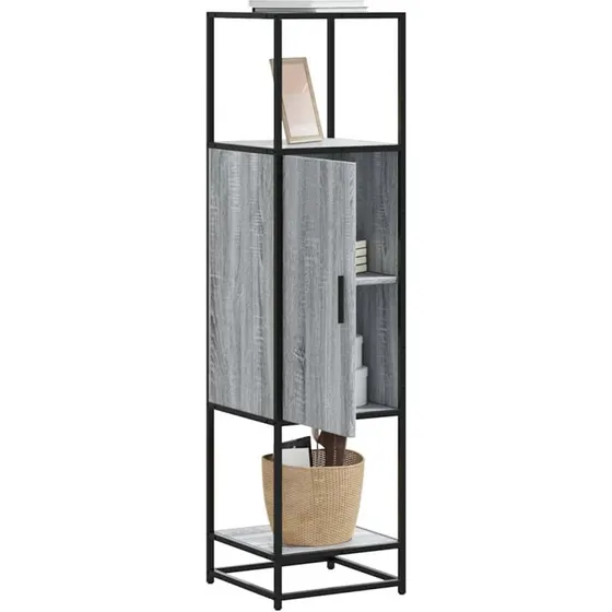 vidaXL Skab 35,5x35x139 cm Konstrueret Træ Grå Sonoma-Eg og Metal