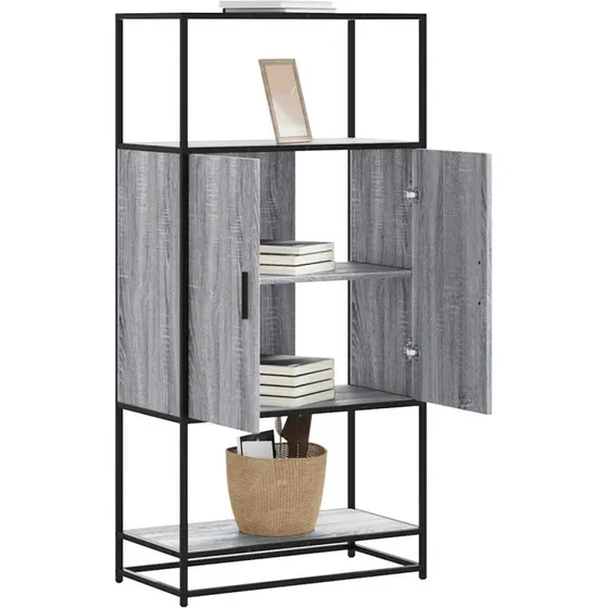 vidaXL Skab 68x35x139 cm Konstrueret Træ Grå Sonoma-Eg og Metal