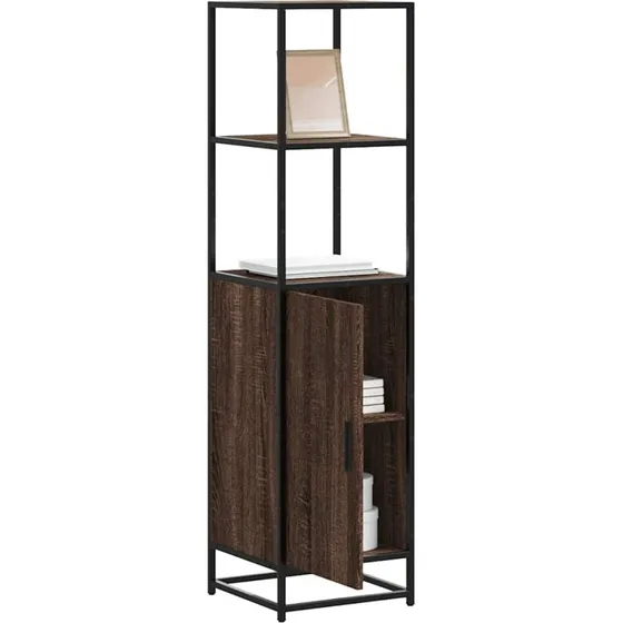 vidaXL Skab Brun Egetræ 35,5x35x139 cm Konstrueret Træ og Metal