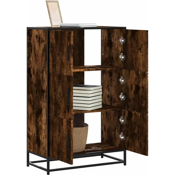 vidaXL Skab 68x35x106,5 cm røget egetræsfarve konstrueret træ og metal
