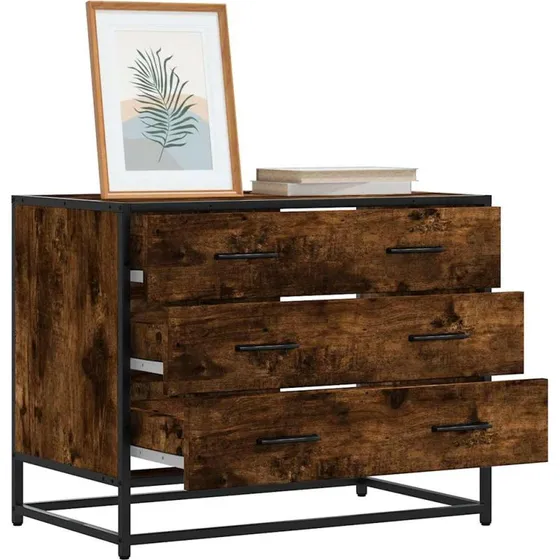 vidaXL Kommode 70x41x56 cm Konstrueret Træ Røget Ege