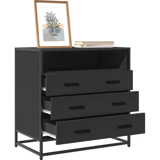 vidaXL skuffeskab 70x41x70 cm konstrueret træ sort