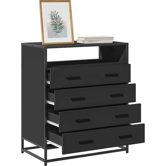 vidaXL Skuffeskab 70x41x83,5 cm konstrueret træ sort