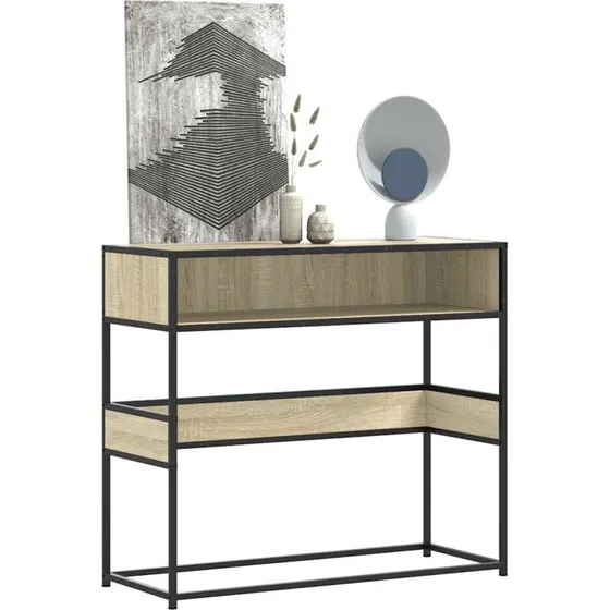 vidaXL Konsolbord 90x35x80 cm Konstrueret Træ Sonoma-Eg