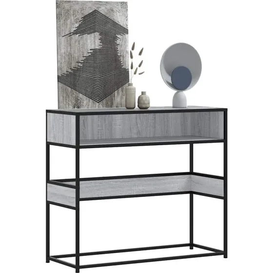 vidaXL Konsolbord 90x35x80 cm Grå Sonoma-Eg Konstrueret Træ