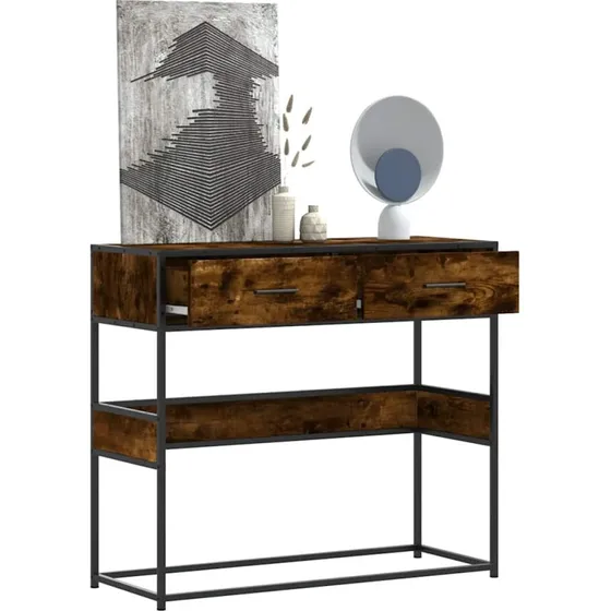 vidaXL Konsolbord 90x35x80 cm røget egetræsfarve